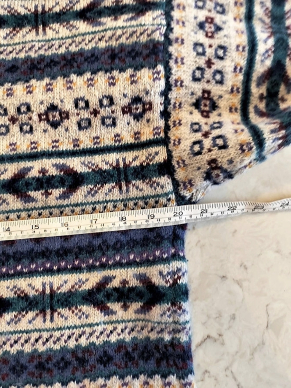 Vintage Woolrich Geometric Crewneck Sweater Blue & White Size Large - Picture 4 of 5